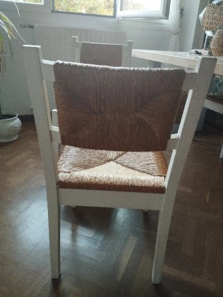 Sillas de madera y mimbre (4 unidades)