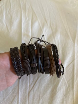Lote de pulseras de cuero marrón
