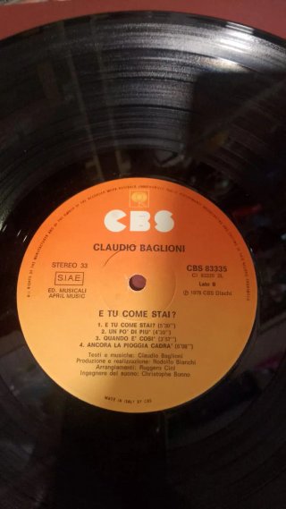 Claudio Baglioni E tu come stai? Vinile