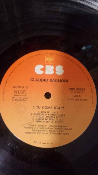 Claudio Baglioni E tu come stai? Vinile