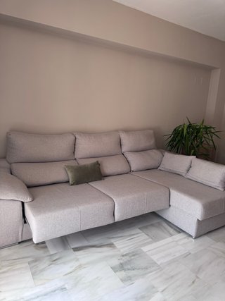 Sofá chaise longue beige tela