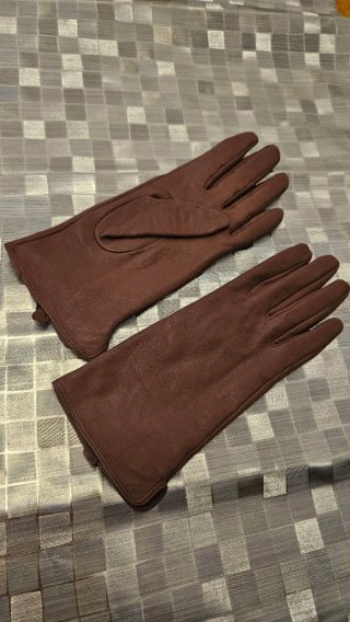 Guantes de Piel Rosa Palo Talla L