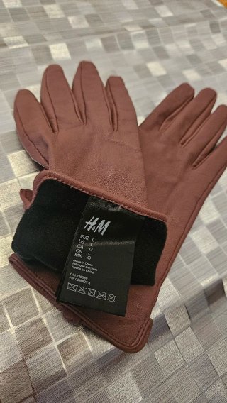 Guantes de Piel Rosa Palo Talla L