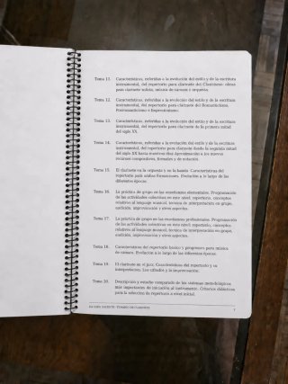 Temario Clarinete Oposiciones Música