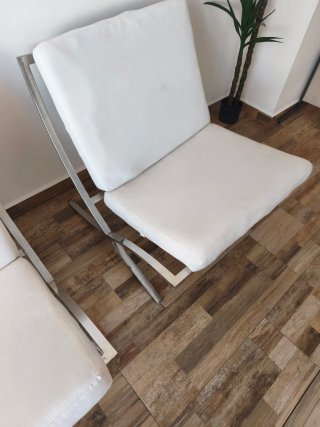 2 Sillones Acero Inoxidable Blancos