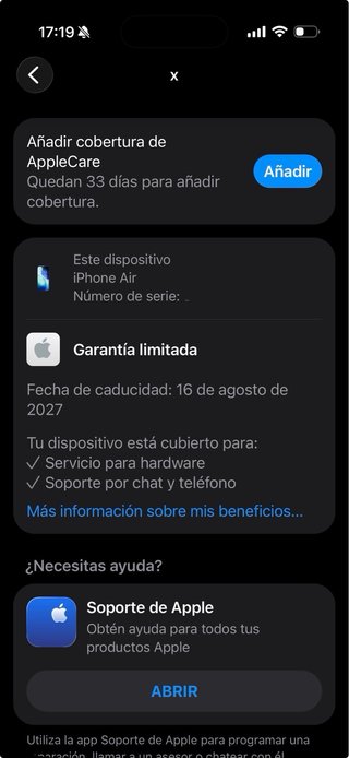iPhone Air 256GB Negro - Batería 100%