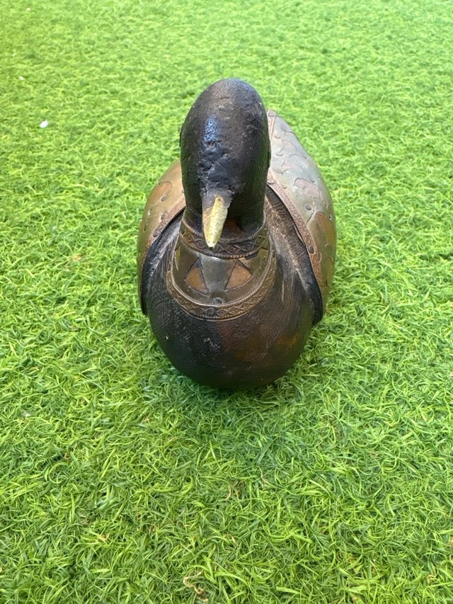 Figura Pato Vintage Madera y Cobre