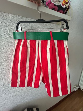Bermuda Zara Rayas Rojas y Verdes