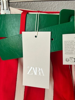 Bermuda Zara Rayas Rojas y Verdes