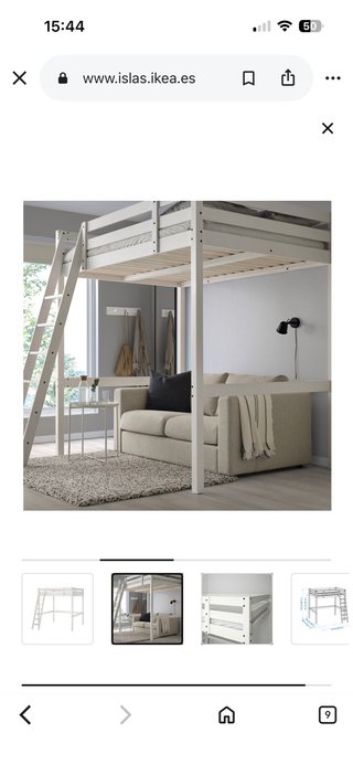 Cama alta Estora IKEA con colchón