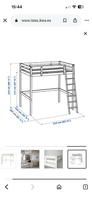 Cama alta Estora IKEA con colchón