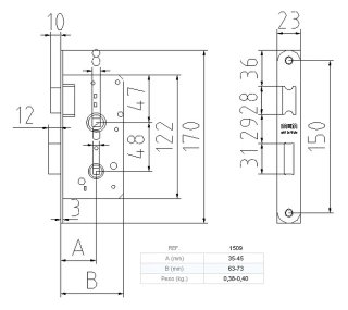 Cerradura Picaporte condena MCM 1509-35 1509-45