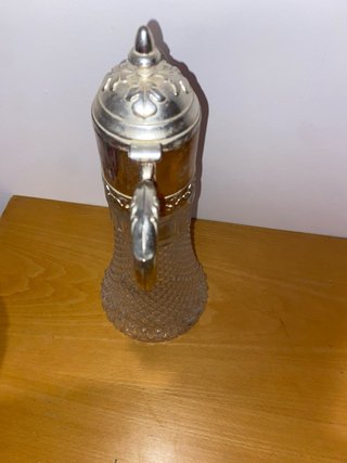 Jarra Vintage Cristal y Metal Plateado