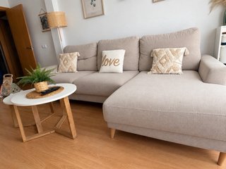 Sofá chaise longue beige