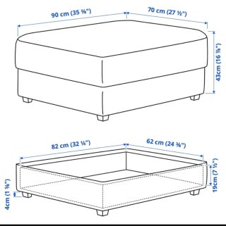 Reposapiés KIVIK gris con almacenaje