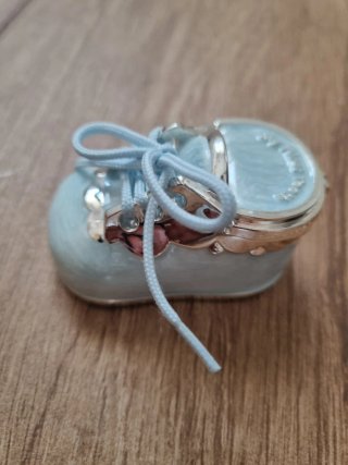 Joyero zapato bebé azul y plata