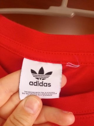 Maglietta Adidas Rossa con Strisce