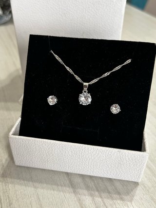 Parure Argento 925 Collana e Orecchini Punto Luce