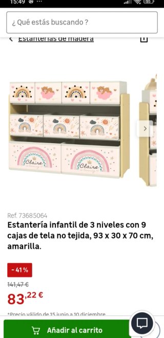 Estantería infantil con cubos organizadores