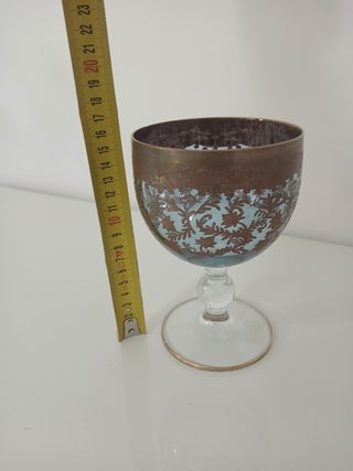 Calice Vetro Soffiato Azzurro Oro Zec