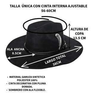 Sombrero Cowboy Vaquero Ala Flexible Negro