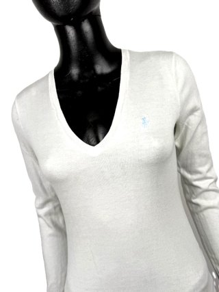 Ralph Lauren Maglione Donna Taglia S Bianco Cotone