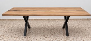 Mesa de comedor eucalipto con resina epoxi
