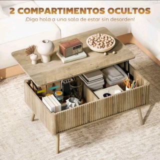 Mesa de centro elevable con almacenaje