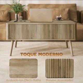 Mesa de centro elevable con almacenaje