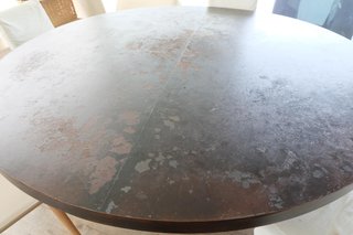 Mesa de comedor redonda de hierro estilo corten