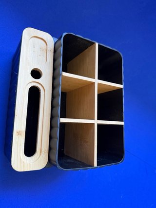 Organizzatore per Scrivania in Bambù e Plastica Nera