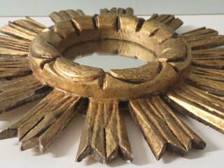 Specchio Solare in Legno Dorato Anni '60
