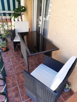 Mesa y 2 sillones de jardín ratán