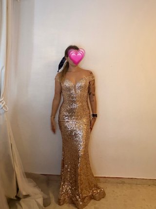 Vestido de fiesta lentejuelas dorado