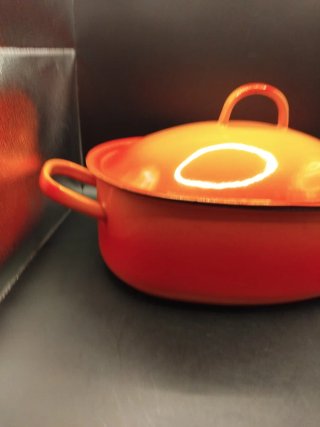 🇨🇵 Cacerola Hierro Esmaltado Naranja Años 50
