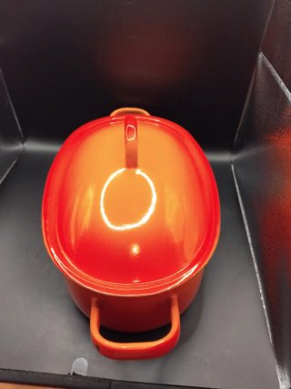 🇨🇵 Cacerola Hierro Esmaltado Naranja Años 50