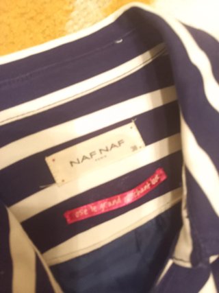 Gabardina NAF NAF Talla 38 Rayas Azul/Blanco