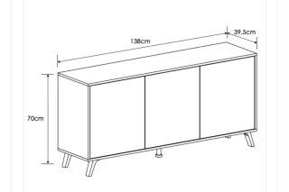 Aparador blanco-roble 138x70x39,5cm