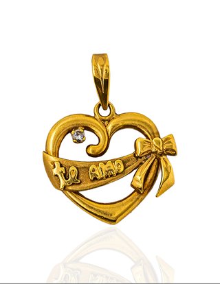 Colgante Corazón Te Amo con Lazo y Circonita 16555