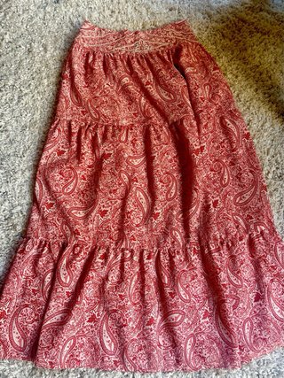 Falda maxi Zara roja y rosa
