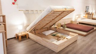 Cama doble de madera