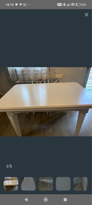 Mesa de comedor extensible blanca