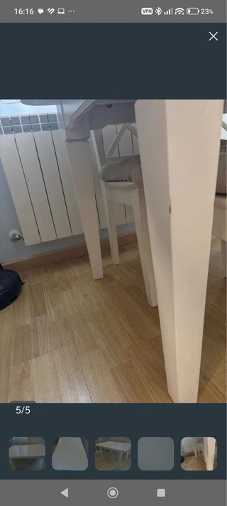 Mesa de comedor extensible blanca