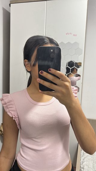 Conjunto Zara Top Negro y Rosa