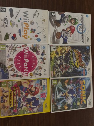 Lote 6 Giochi Wii: Mario Kart, Sonic, Wii Play