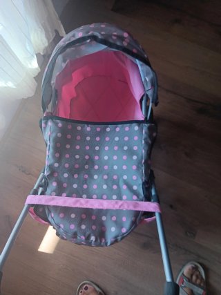 Passeggino per bambole rosa e grigio