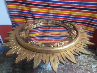 Specchio Sole in Legno Anni '60
