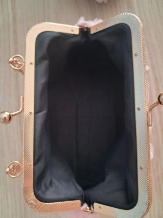 Bolso Clutch Rosas Rosa y Dorado