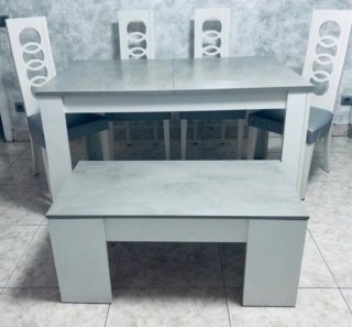 Mesa comedor y 4 sillas blanco