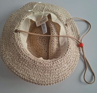 Gorro de paja beige con detalles multicolor